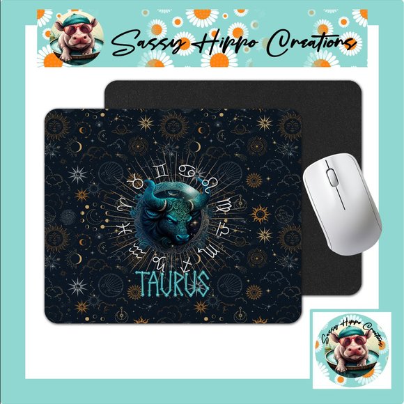 Mouse Pad Taurus Bull Zodiac Astrological Sign Horoscope Sublimated Anti Slip - Picture 1 of 4